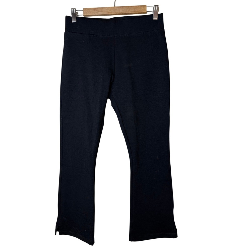 American Giant Women Pants 6 Black Kick Flare Side Slit Ponte Minimalist Preppy